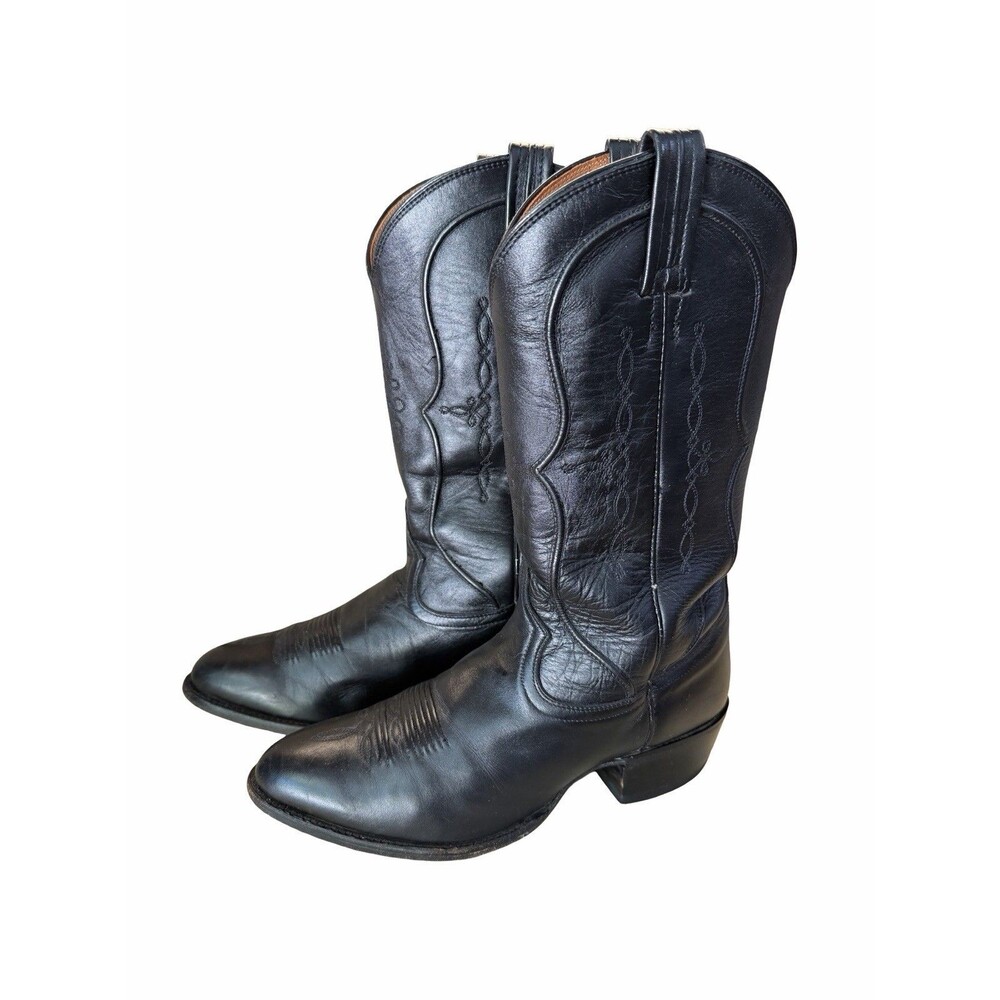 TONY LAMA Cowboy Western Boots Men’s Size US 9 EE Leather Black VW2831
